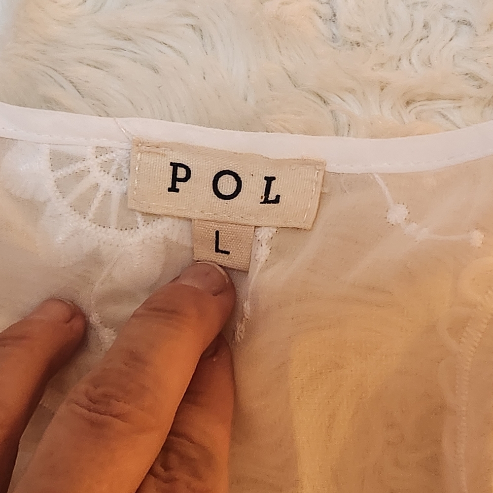 POL large Oversize White Sheer Peasant Blouse Top - Picture 9 of 9